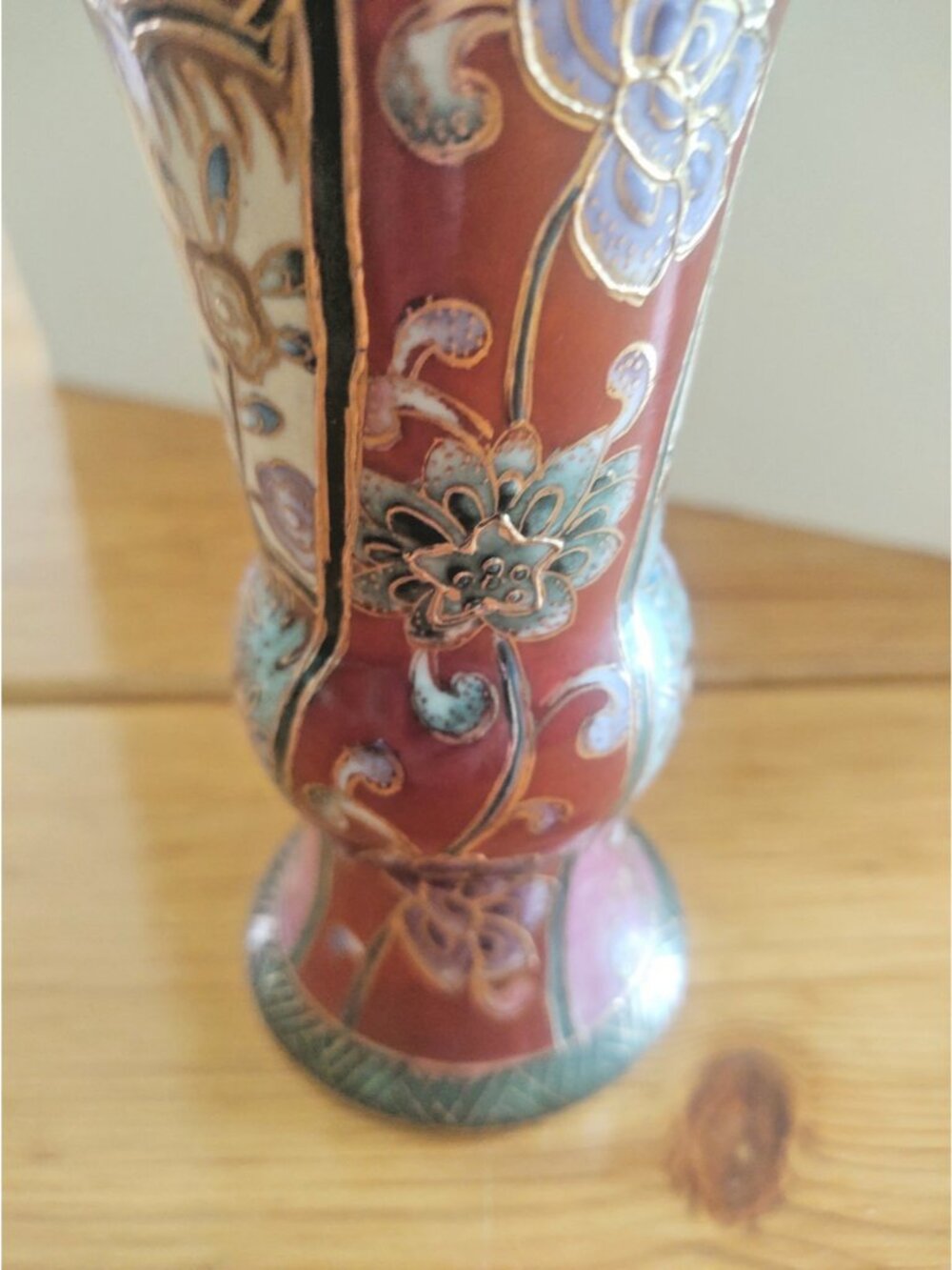 Vintage Maruni Japan hand Painted Floral Vase 6 1/4" Gold Gilded - Picture 6 of 15